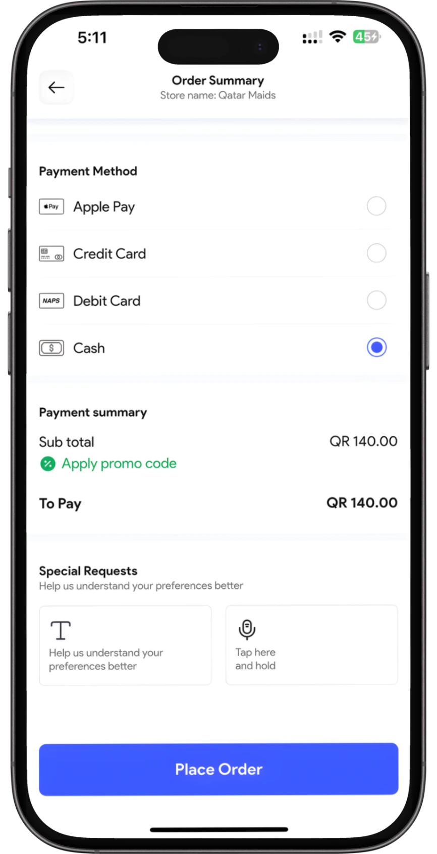 Mobile screen showing payment and booking